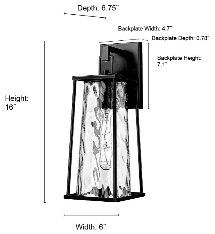 Dutton 1 Light 16" Tall Powder Coated Black Outdoor