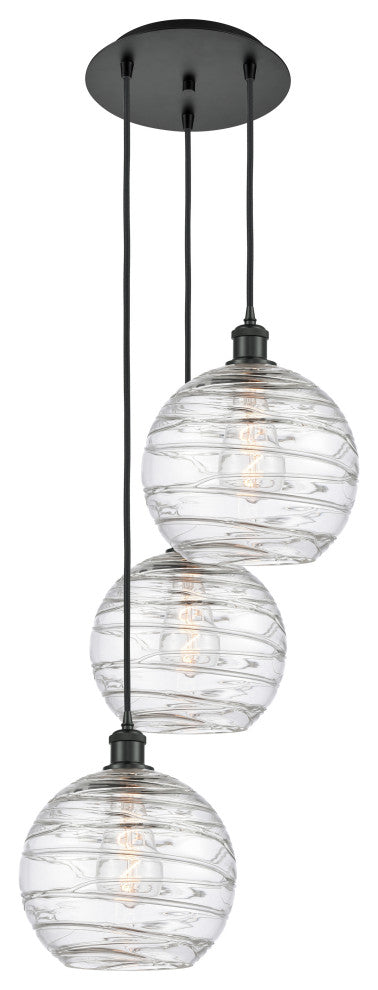 Athens Multi-Pendant, Matte Black, Clear Deco Swirl