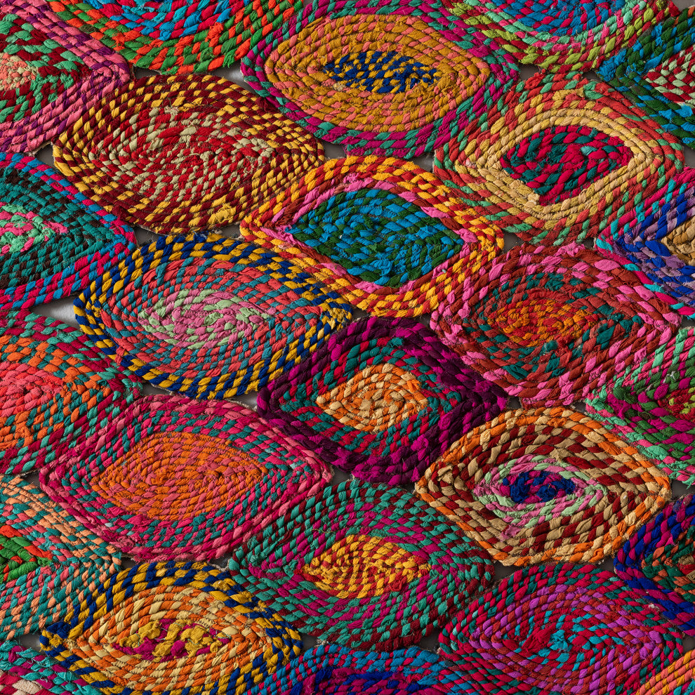 Addis Modern Multi-Colored Handwoven Fabric Area Rug