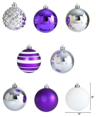 Holiday Shatterproof 64 Count Xmas Tree Ornament Set, 80mm With Re-Useable Box
