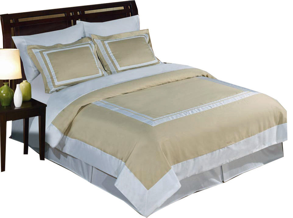 Hotel 100% Cotton Duvet Cover Set, Linen and White, King/Cal King