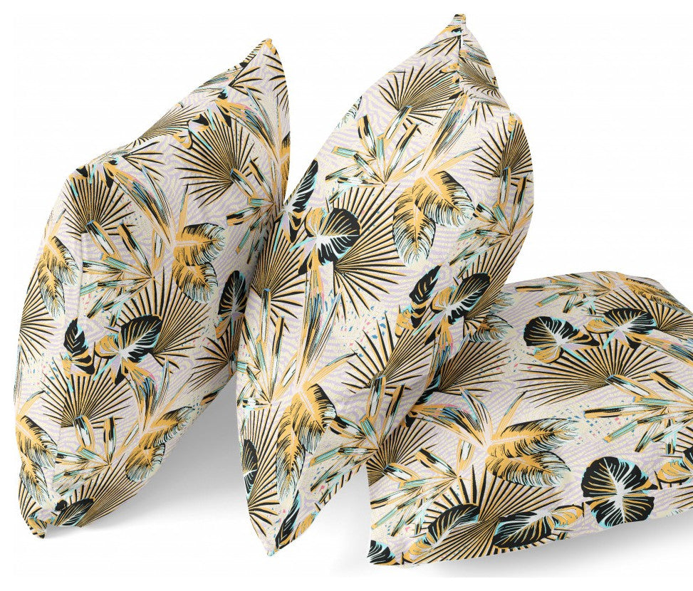 20" Yellow Black Tropical Indoor Outdoor Throw Pillow