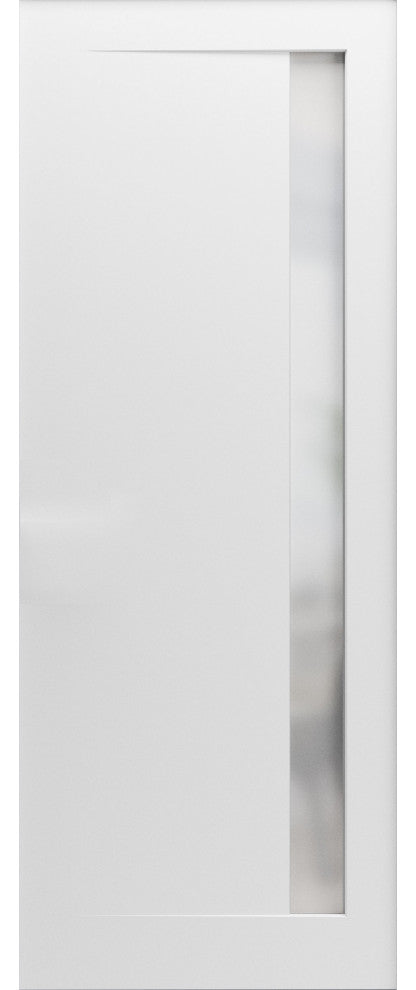 Slab Barn Door 36 x 80, Planum 0660 Painted White & Frosted Glass, Sliding