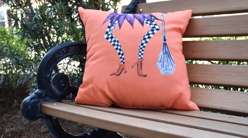Esmerelda Orange Halloween Print Decorative Throw Pillow, 18"