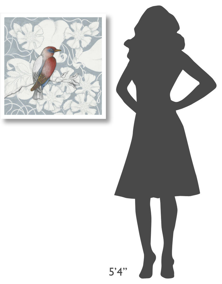 "Arts and Crafts Birds I Tone on Tone" Paper Print by Elyse DeNeige, 26"x26"