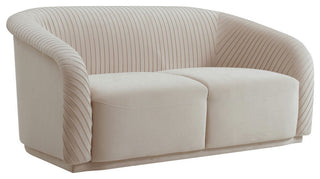 TOV Furniture Yara Pleated Beige Velvet Loveseat