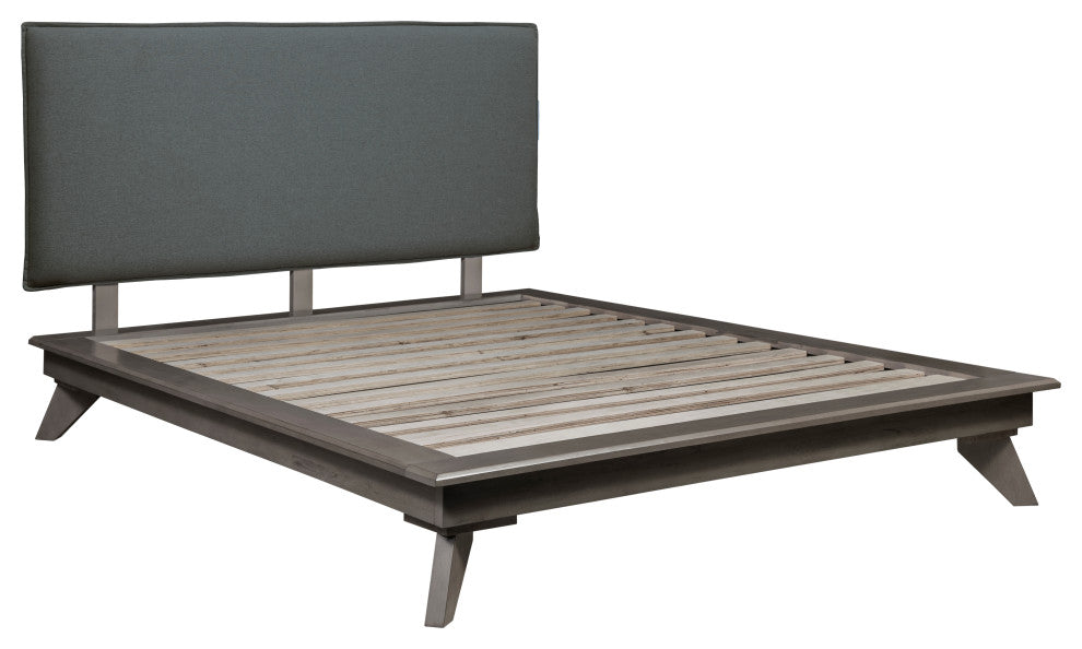 Portland Wood Platform Bed, Gray, King