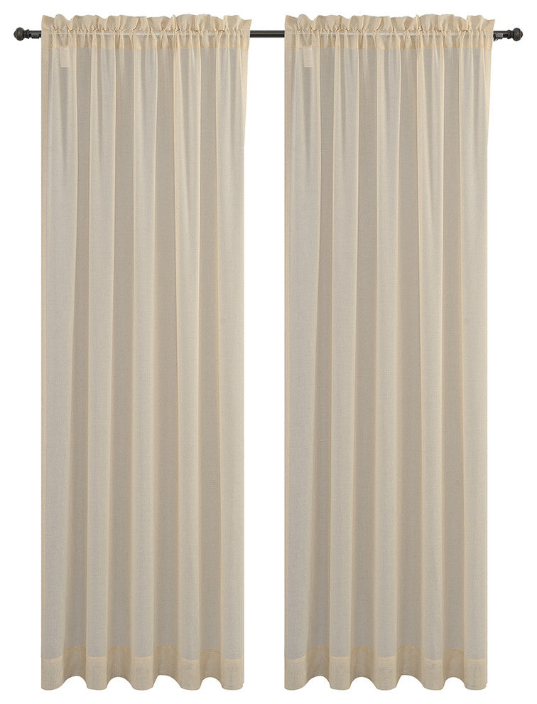 54"x96" Sahara, Set of 2, Linen Sheer Panels, Cream