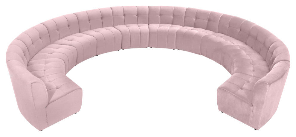 Limitless Velvet Upholstered 12-Piece Modular Sectional, Pink