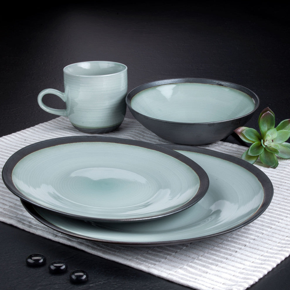 Diana 16 Piece Reactive Metallic Porcelain Dinnerware Set, Service for 4