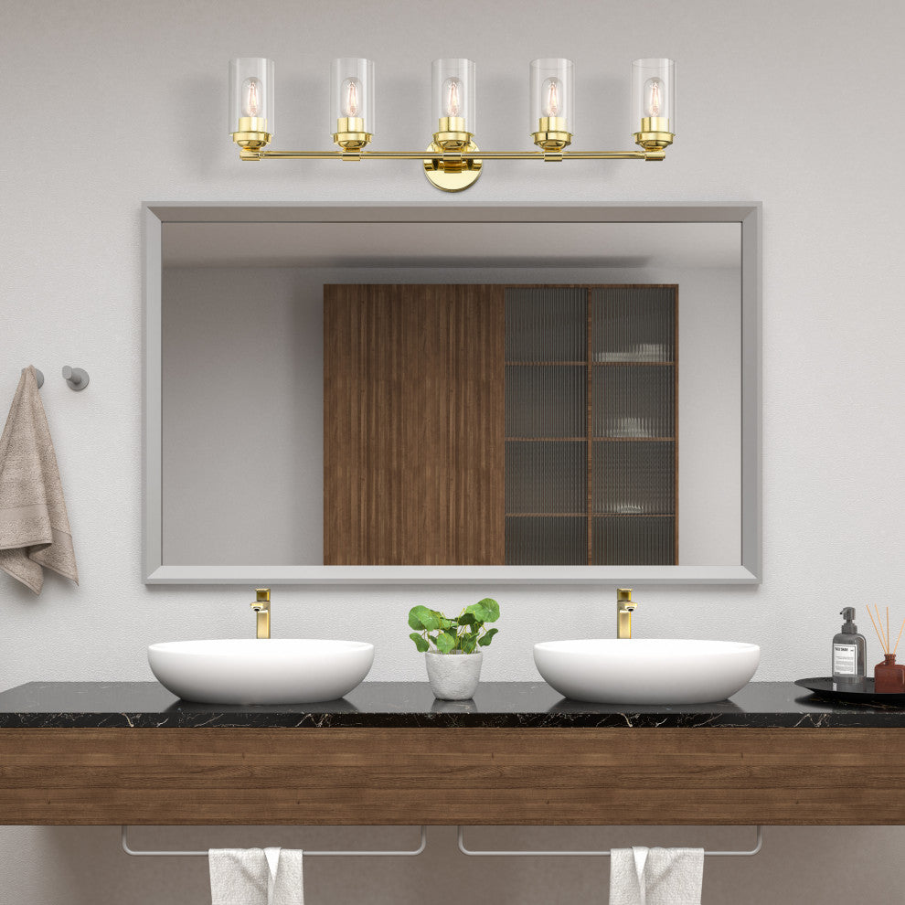 Whittier 5-Light Polished Brass Large Vanity Sconce