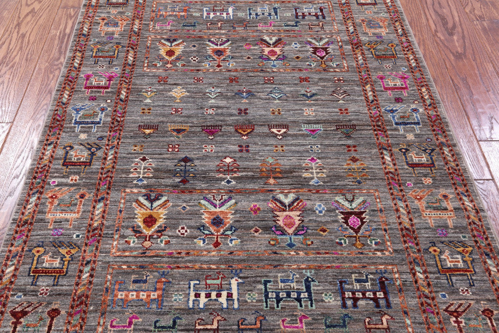 3' 4" X 4' 10" Hand Knotted Tribal Persian Gabbeh Rug - Q13843