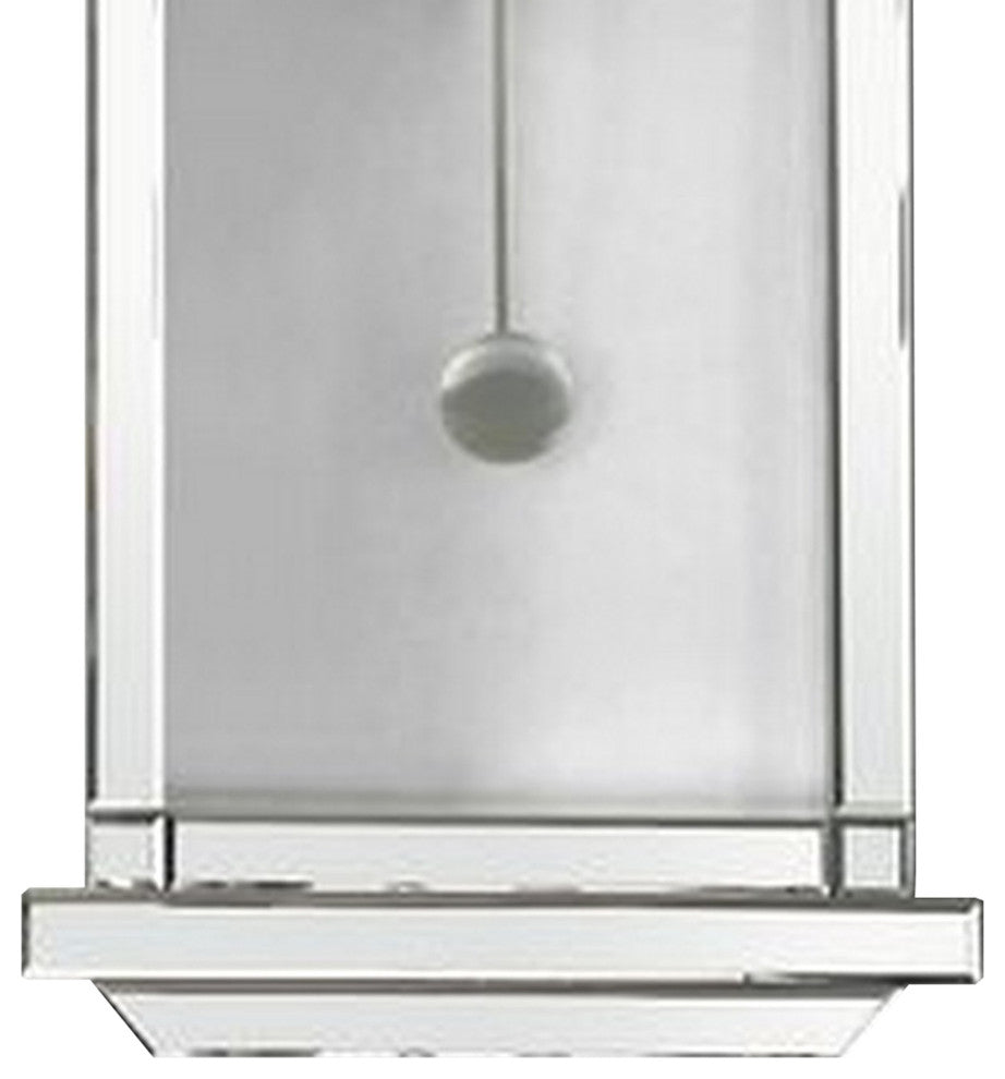 Benzara BM268980 Pendulum Wall Clock With Mirror Trim and Molded Design, Silver