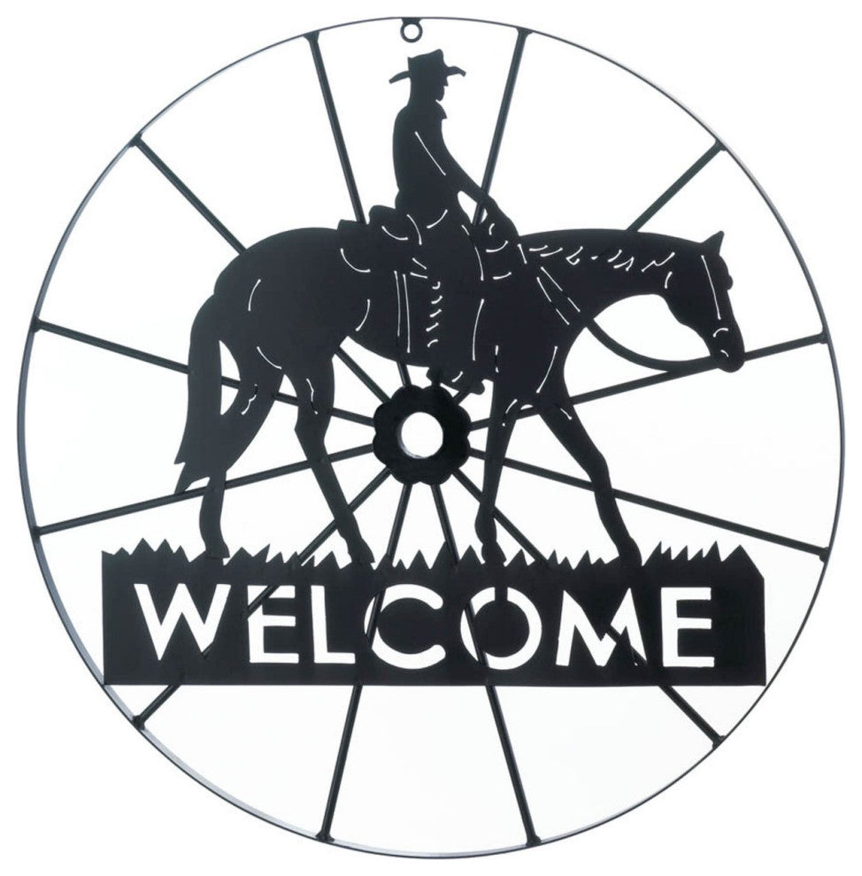 Cowboy Welcome Wheel Sign