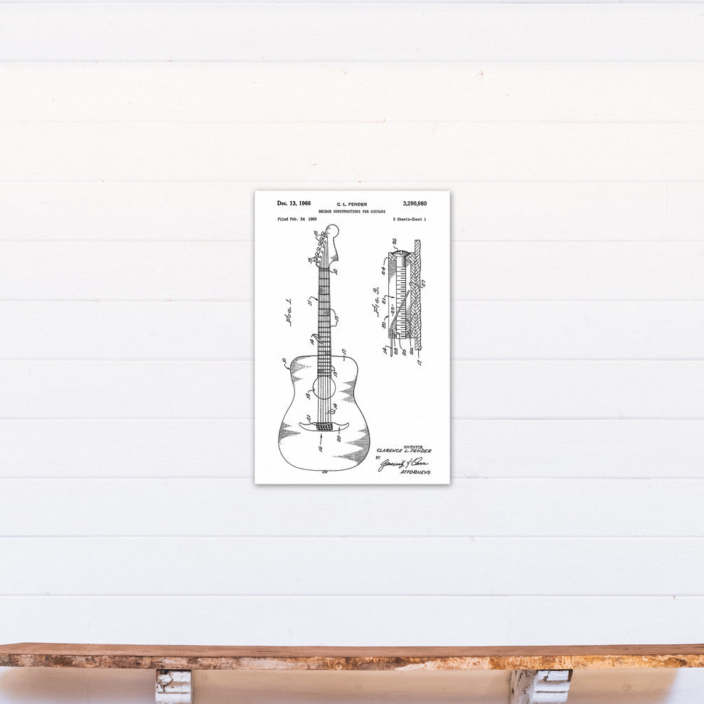 Vintage Fender Guitar Patent 20"x30" Print on Canvas