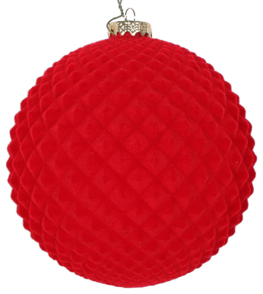 Vickerman Mt197103D 5" Red Flocked Durian Ball Ornament, 2 Per Bag