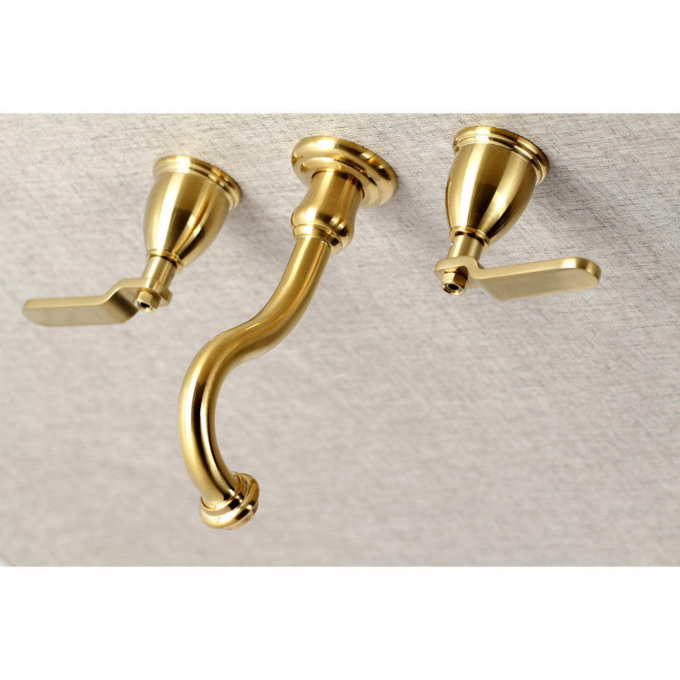 KS3027KL Two-Handle Wall Mount Tub Faucet, Brushed Brass