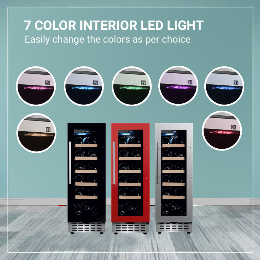 18 bottle Built-in/Freestanding Wine Ref with 7 color LED Lights, Black