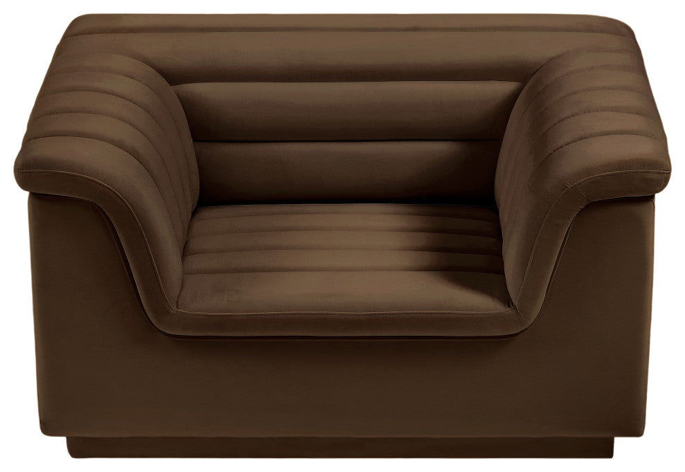 Cascade Upholstered Set, Brown, Velvet, Chair