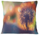 Dandelion Flower On Orange Background Floral Throw Pillow, 18"x18"