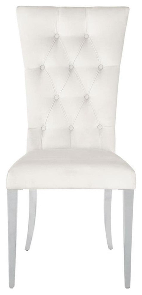 Maklaine 5-piece Modern Metal Base Dining Room Set in White and Chrome