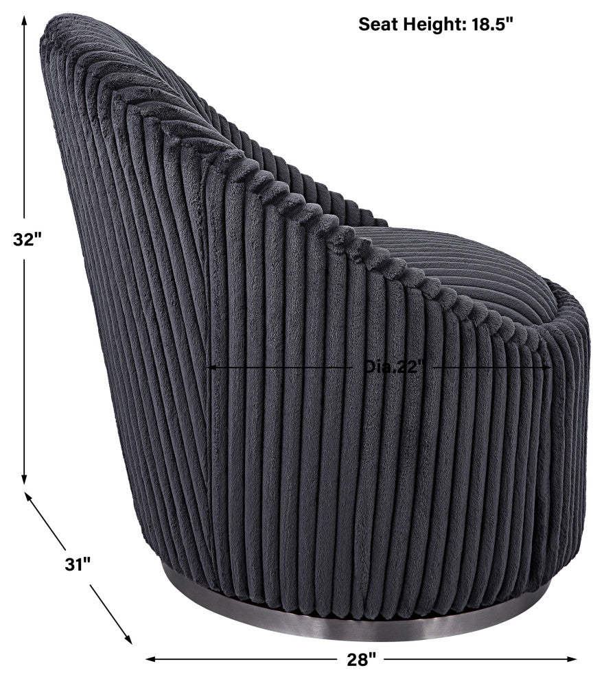 Uttermost Crue Gray Fabric Swivel Chair