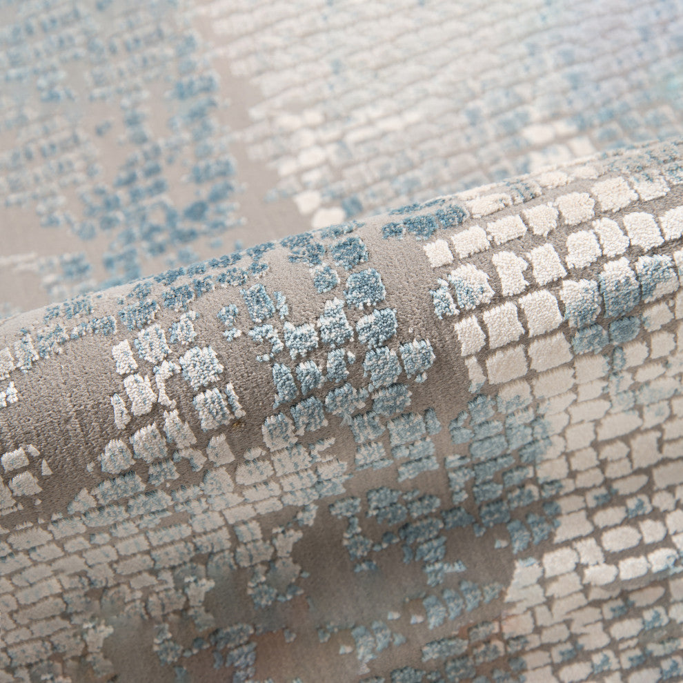 Haleena Davies Gray/Blue Polyester Blend Area Rug, 8'6"x11'6"