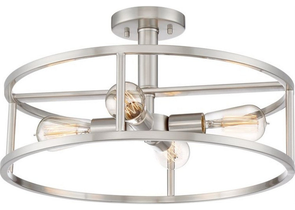 Quoizel NHR1718BN Four Light Semi-Flush Mount, Brushed Nickel Finish