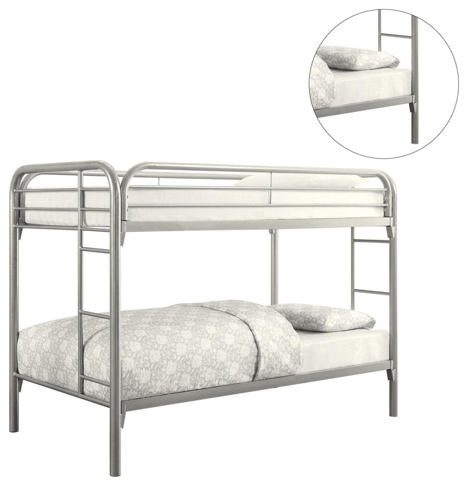 Twin Over Twin Bunk Bed, Silver