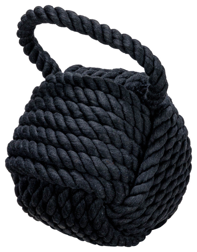 Nautical Rope Knot Decorative Cotton Door Stop, Grey, Black