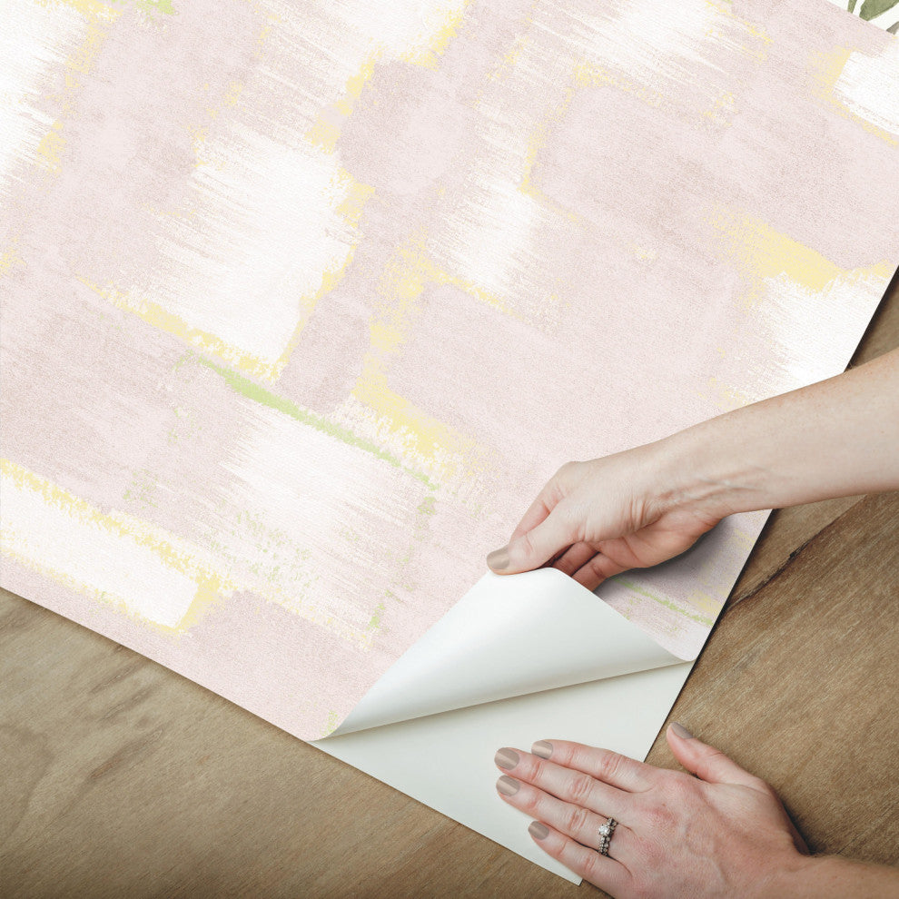 Blush Modern Ikat Peel and Stick Wallpaper Pink By Roommates