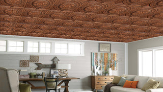Antique Copper 3D Ceiling Panels, 2'x2', 4 Sq Ft