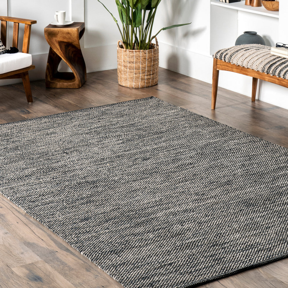 Nuloom Handwoven Solid Area Rug, Grey 8'6"x11'6"