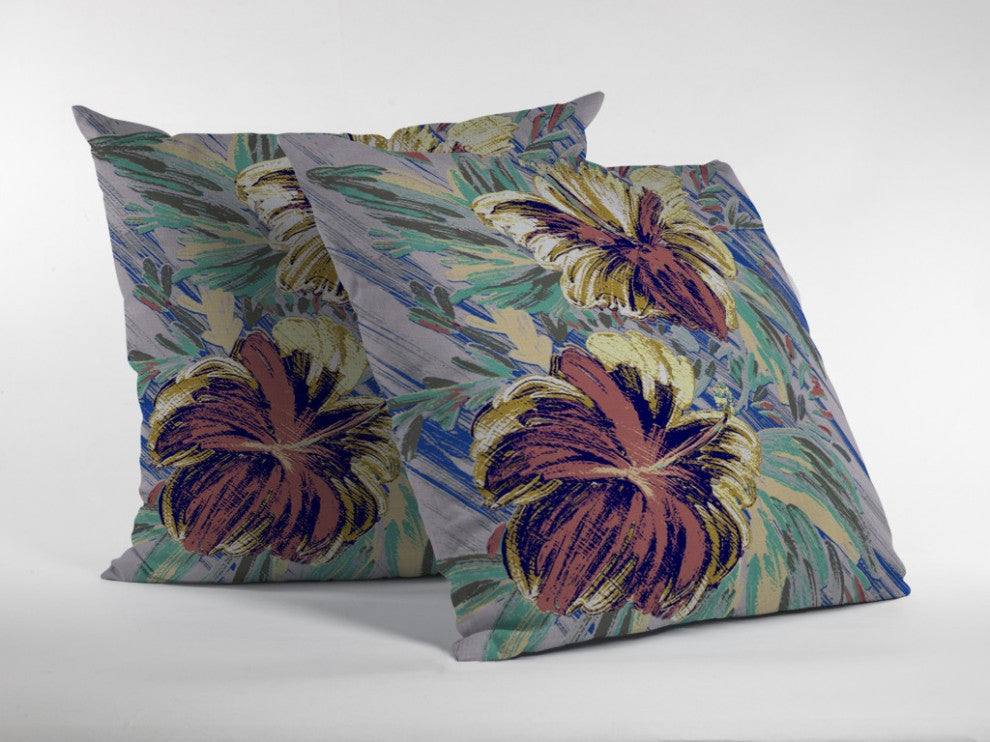 16 Terracotta Hibiscus Indoor Outdoor Throw Pillow