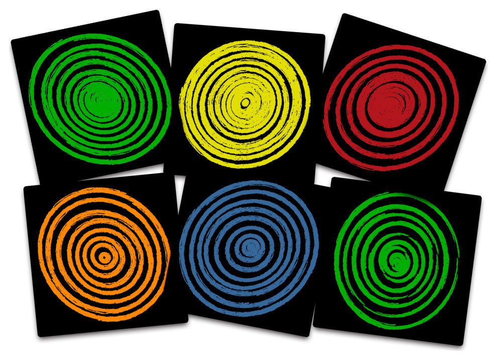 Flagship Carpets CW1859-15S12 Circles Black Multi, Set of 12