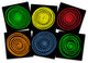 Flagship Carpets CW1859-15S12 Circles Black Multi, Set of 12