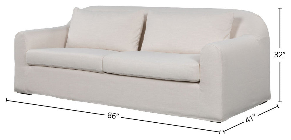 Las Vegas 86"W Upholstered Slipcover Sofa, Linen Ivory