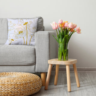 Popping Poppies Decorative Throw Pillow, Mustard, 26"x 26"