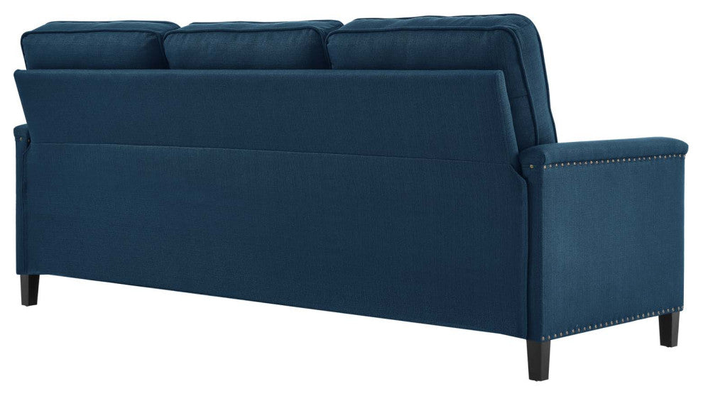 Sofa, Fabric, Navy Blue, Modern, Living Lounge Room Hotel Lobby Hospitality