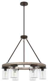 Hunter Devon Park Onyx Bengal and Barnwood 6-Light Chandelier Light Fixture