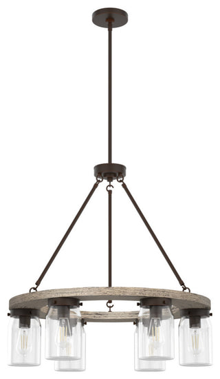 Hunter Devon Park Onyx Bengal and Barnwood 6-Light Chandelier Light Fixture