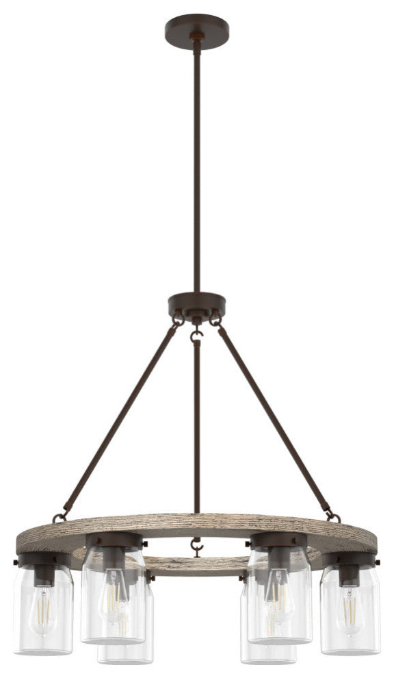 Hunter Devon Park Onyx Bengal and Barnwood 6-Light Chandelier Light Fixture