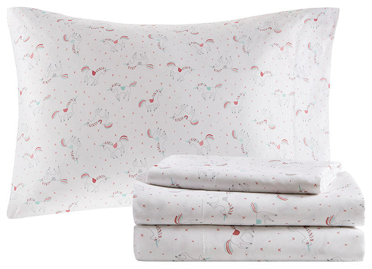 Mi Zone Kids Alicia Unicorn Gold Stars Complete Comforter and Sheet Set, Twin, C