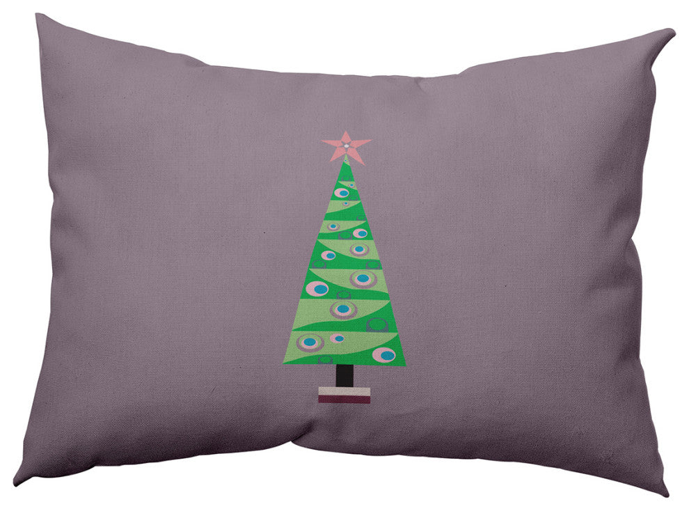 Cartoon Christmas Tree Accent Pillow, Light Purple, 14"x20"