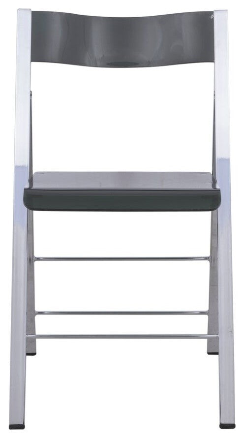 LeisureMod Menno Stackable Dining Folding Chair, Clear, Set of 2, Black