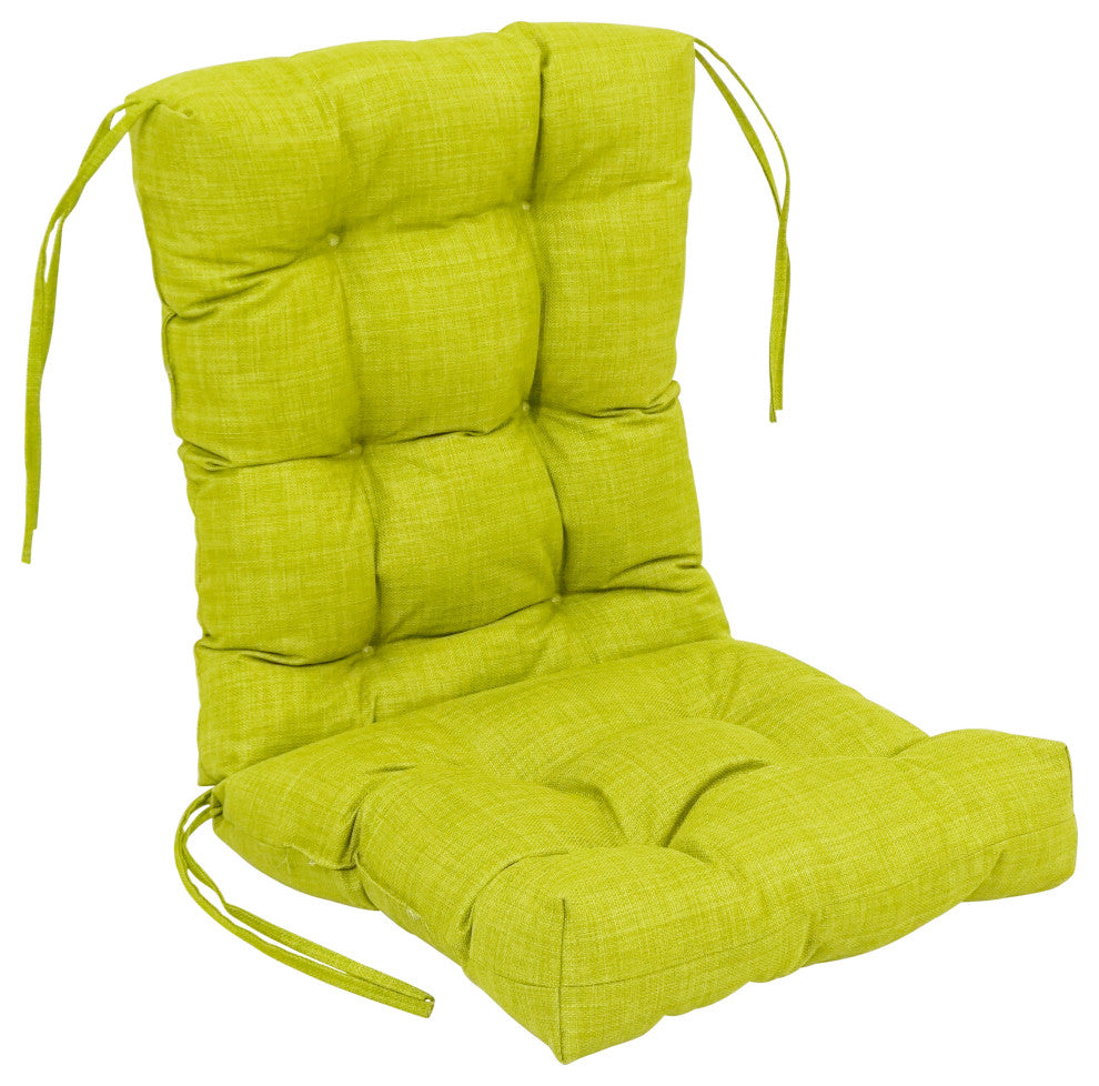 18"X38" Spun Polyester Solid Outdoor Tufted Chair Cushion, Lime