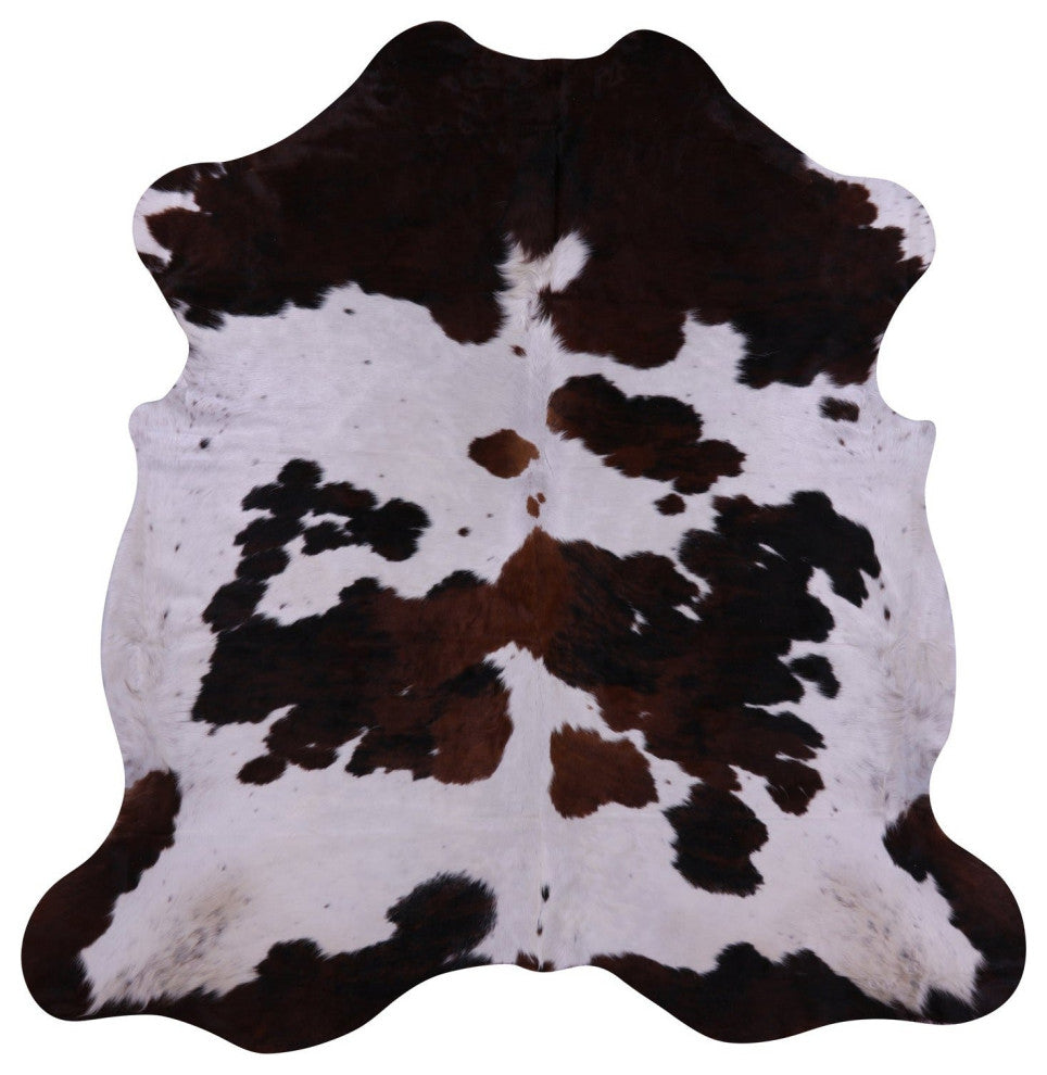 7' 3" X 7' 1" Tricolor Natural Cowhide Rug C2196