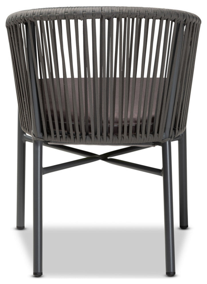Wynn Modern Gray Rope and Metal Outdoor Dining Chair