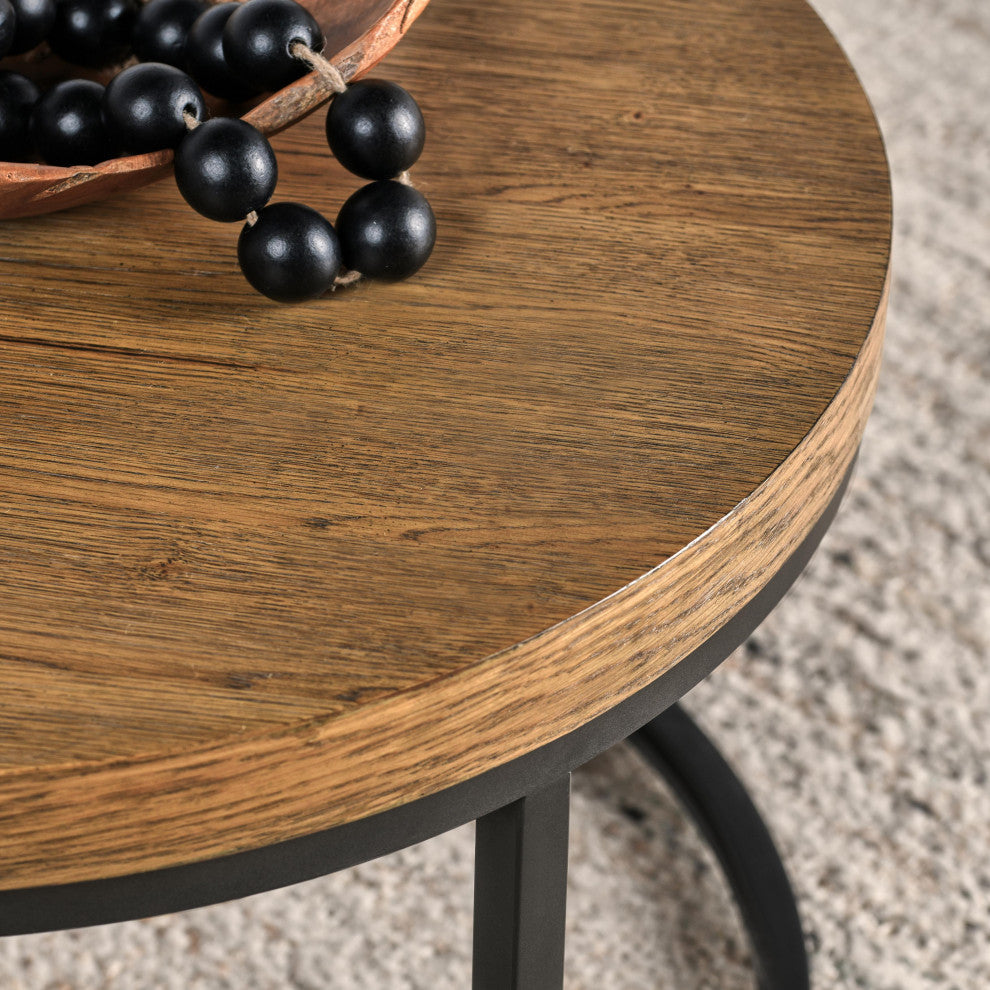 Catta 30" Round Wood Coffee Table Light Brown