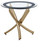 Brooke Round Glass Top Side End Table Metal Base Brass